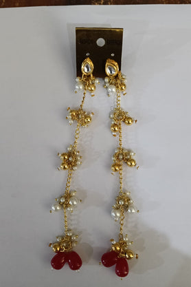 Floral Gold-Tone Long Earrings