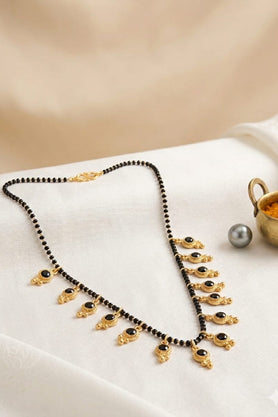 Black Beaded Layered Necklace - View 1