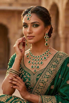 Emerald Green Beaded Necklace Set