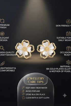 Golden Floral Stud Earrings