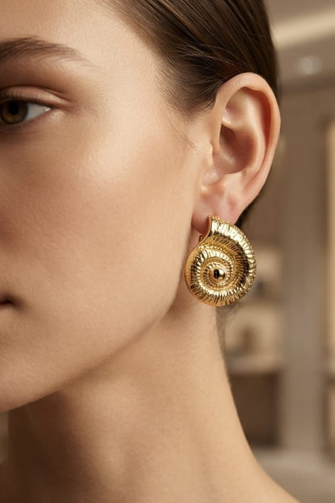 Minimal Gold-Tone Spiral Stud Earrings - View 2