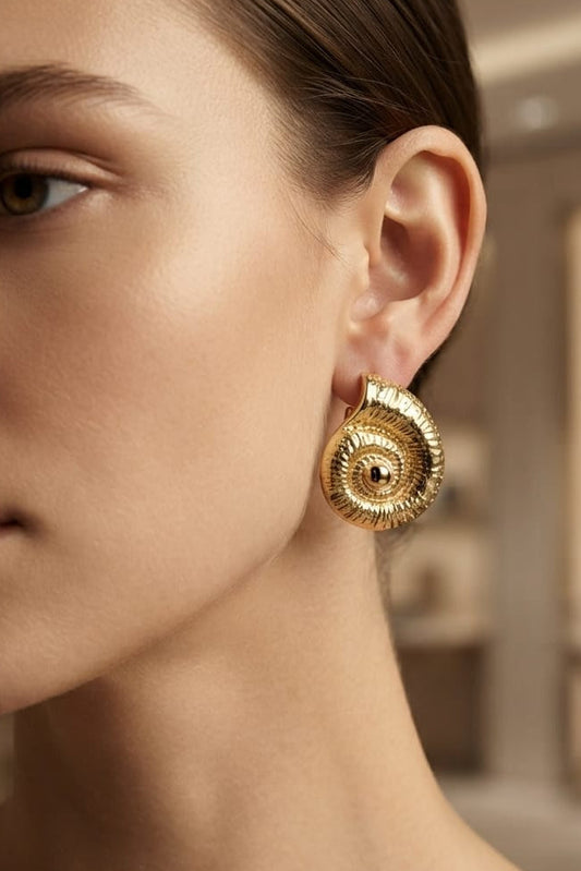Minimal Gold-Tone Spiral Stud Earrings - View 2