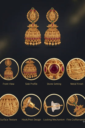 Traditional Gold-Tone Temple Earrings