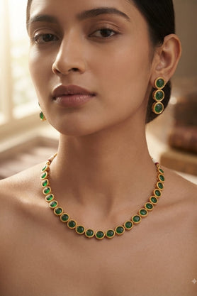 Green Stone Beaded Necklace Set