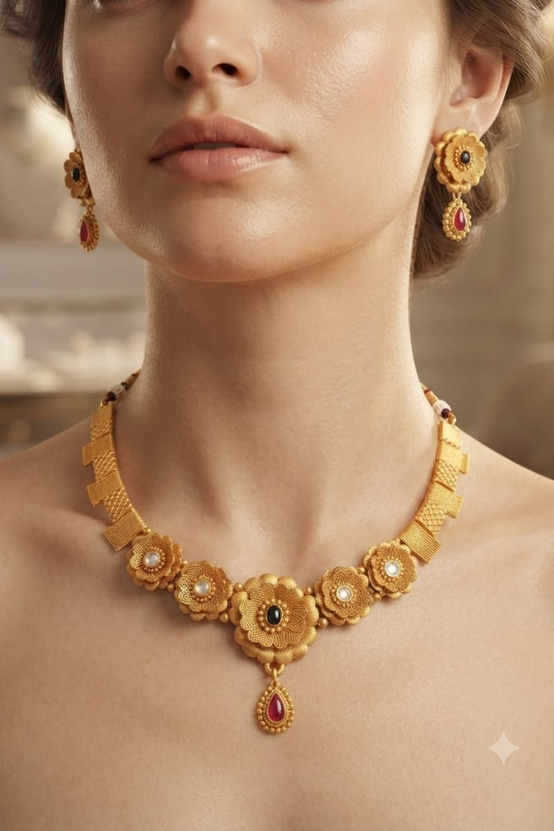 Gold-Tone Pendant Necklace & Earring Set - View 3