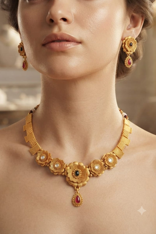 Gold-Tone Pendant Necklace & Earring Set - View 3
