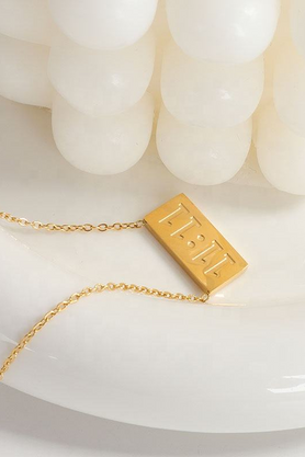 11:11 gold-tone rectangular pendant necklace
