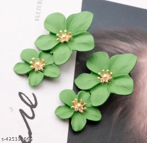 Green floral earrings lifestyle styling