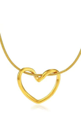 Gold-tone interlocking heart pendant necklace on model