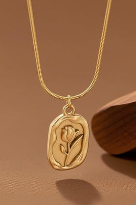 Gold-tone floral pendant necklace product photo