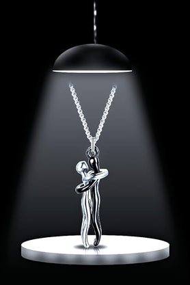 Silver-tone couple pendant necklace