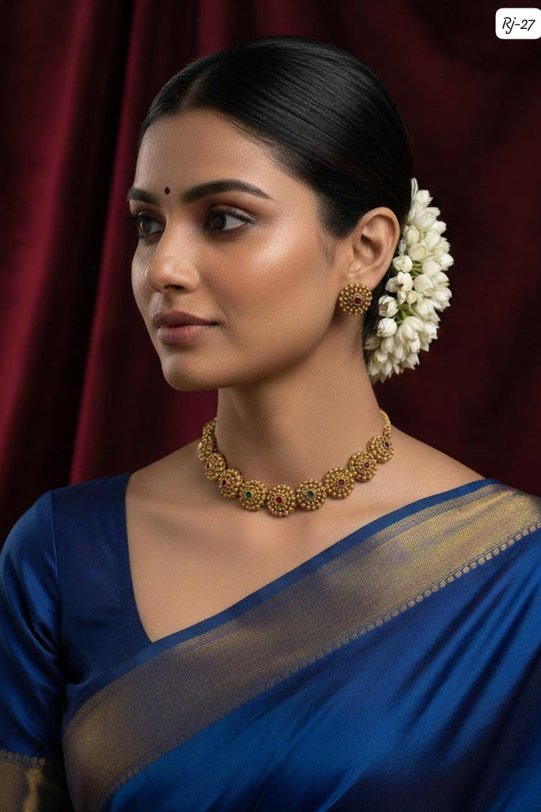 Gold-Tone Beaded Multicolour Necklace Set Product Image