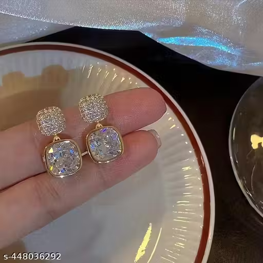 Crystal cushion drop earrings product view
