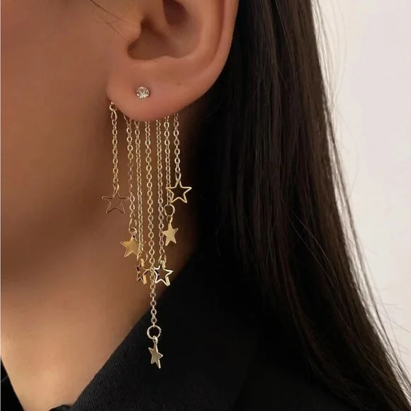 Gold-tone star chain earrings product detail