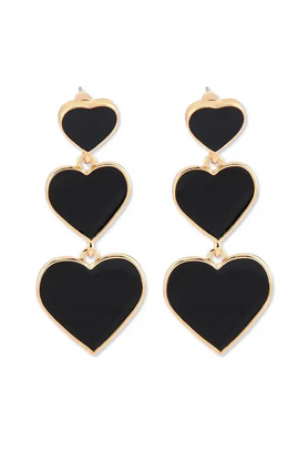 Black heart three-tier drop earrings product image