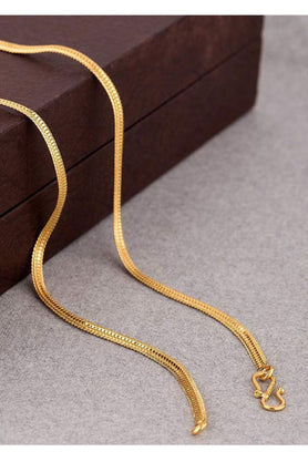 Gold-tone snake chain necklace on white background