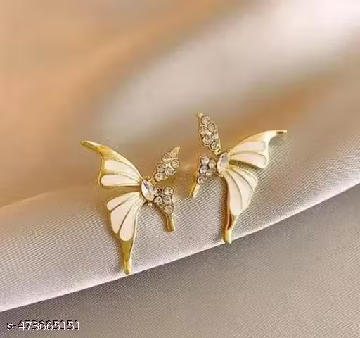 Gold-tone butterfly earrings lifestyle product image