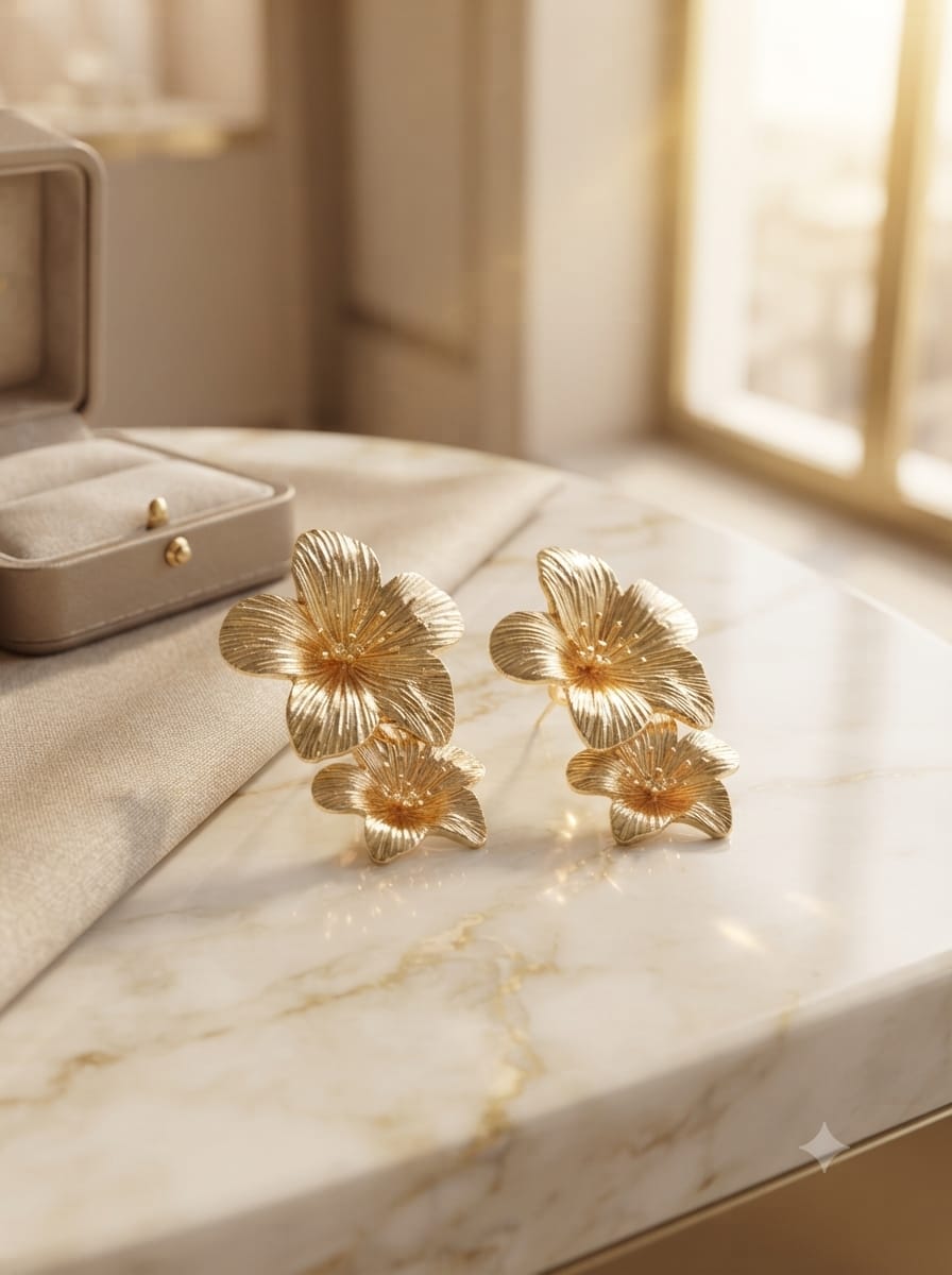 Gold-tone floral drop earrings product image