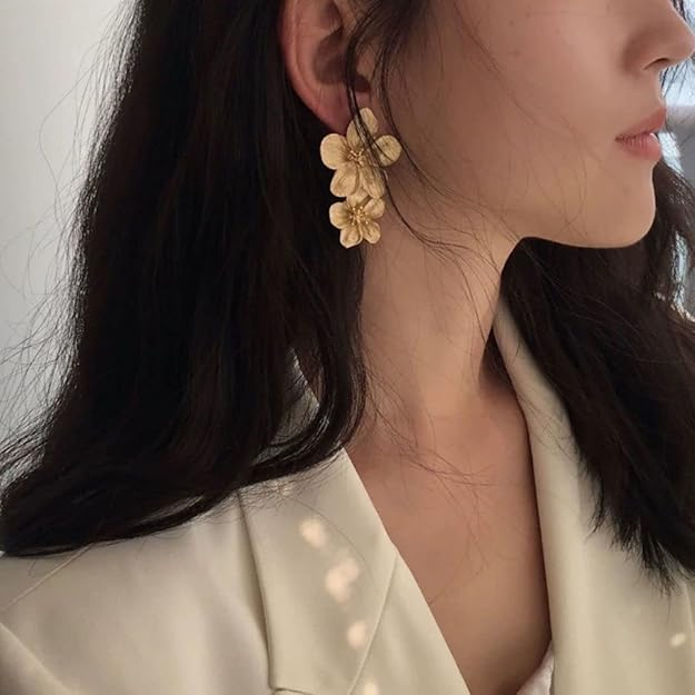 Gold-tone flower earrings lifestyle photo